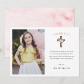 Eucalyptus Modern Cross-Baptisme Hartelijk dank Bedankkaart (Voorkant / Achterkant)