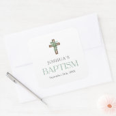 Eucalyptus Modern Doop Favor Vierkante Sticker (Envelop)