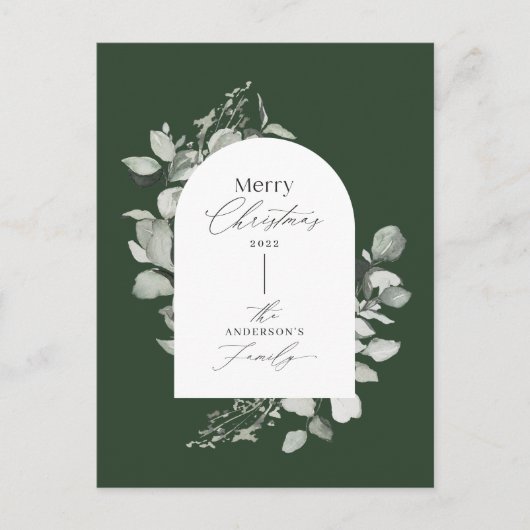 Eucalyptus modern elegant eenvoudig botanisch feestdagenkaart (Voorkant)