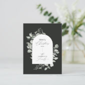 Eucalyptus modern elegant eenvoudig botanisch zwar feestdagenkaart (Staand voorkant)