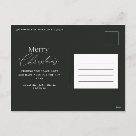 Eucalyptus modern elegant eenvoudig botanisch zwar feestdagenkaart (Achterkant)