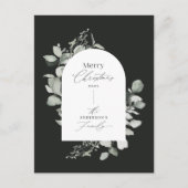 Eucalyptus modern elegant eenvoudig botanisch zwar feestdagenkaart (Voorkant)