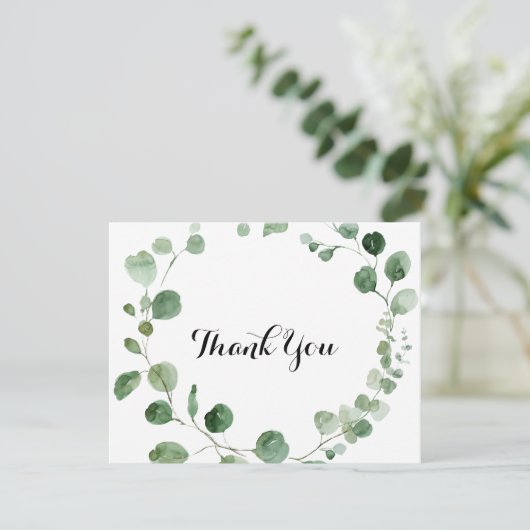 Eucalyptus Modern Flat Weddenschap Hartelijk dank Bedankkaart (Staand voorkant)