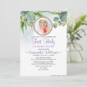 Eucalyptus Modern Foto eerste communie Kaart (Staand voorkant)