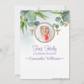 Eucalyptus Modern Foto eerste communie Kaart (Achterkant)