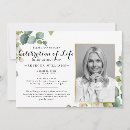 Eucalyptus Modern Fotocering van het leven Kaart (Voorkant)