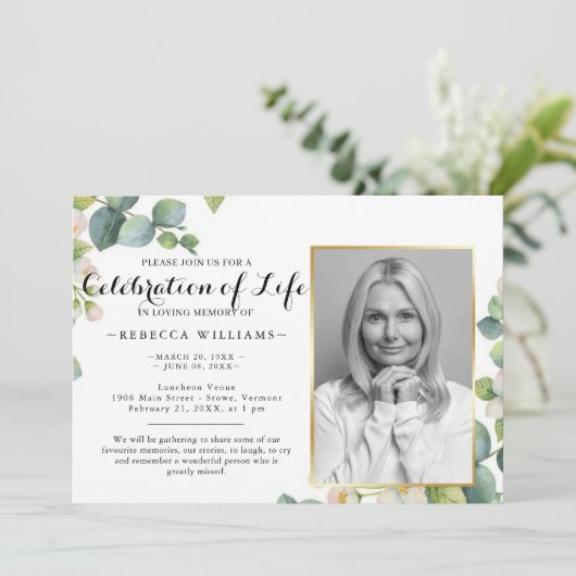 Eucalyptus Modern Fotocering van het leven Kaart (Staand voorkant)