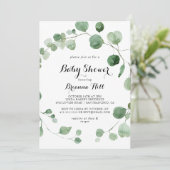 Eucalyptus Modern kalligrafie Baby shower Kaart (Staand voorkant)