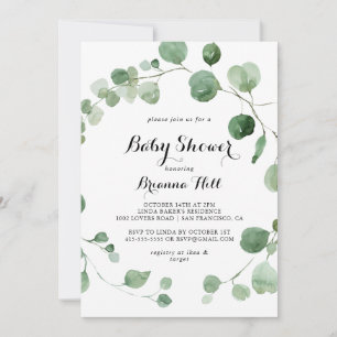 Eucalyptus Modern kalligrafie Baby shower Kaart