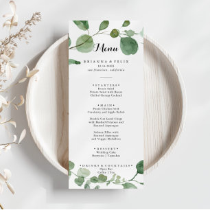 Eucalyptus Modern Kalligrafie Diner Menu