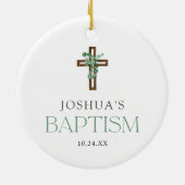 Eucalyptus Modern Kruis Doop Aandenken Keramisch Ornament (Achterkant)