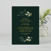 Eucalyptus modern minimaal elegant bruiloft groen folie uitnodiging (Staand Voorkant)