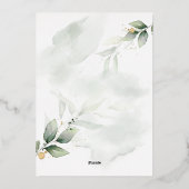 Eucalyptus modern minimaal elegant huwelijk folie uitnodiging (Achterkant)