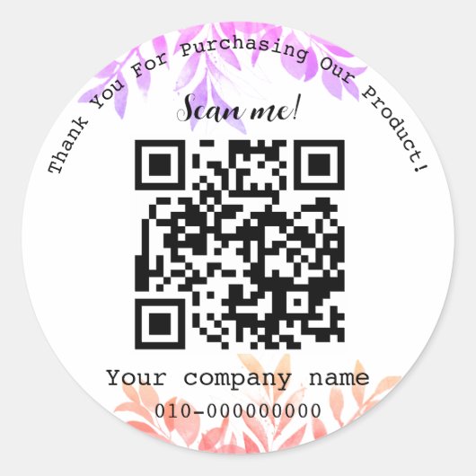 Eucalyptus, Modern, Minimalistisch, QR-code Hartel Ronde Sticker (Voorkant)