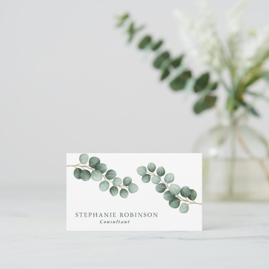 Eucalyptus Modern minimalistisch Visitekaartje (Staand voorkant)