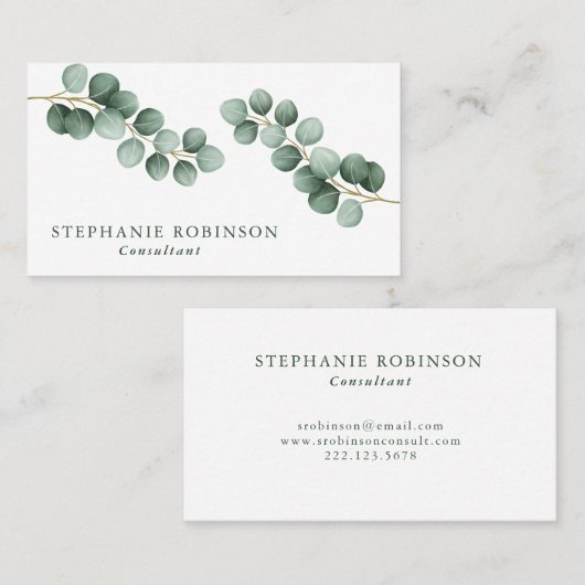 Eucalyptus Modern minimalistisch Visitekaartje (Voorkant / Achterkant)