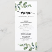 Eucalyptus Modern Rustiek Bruiloft Elopement Diner Menu (Voorkant)