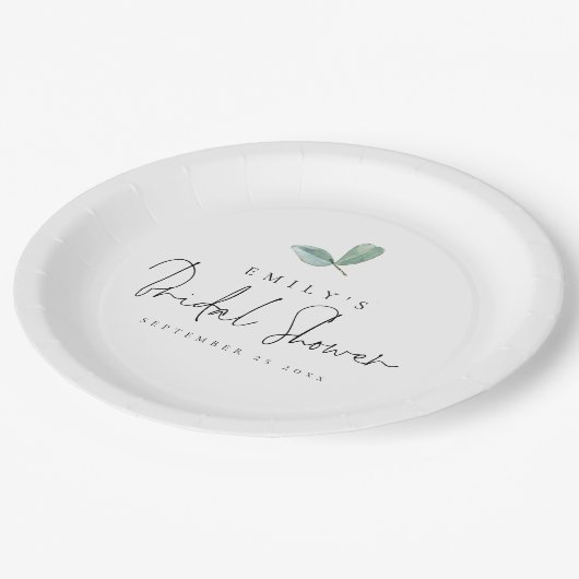 Eucalyptus Modern Script Naam Datum Vrijgezellenfe Papieren Bordje