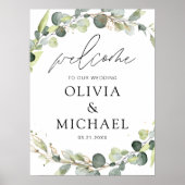 Eucalyptus Modern Script Weddenschap Welkomstwoord Poster (Voorkant)