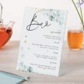 Eucalyptus Modern Wedding Cocktail Bar Reclamebord Met Voetstuk (Insitu)