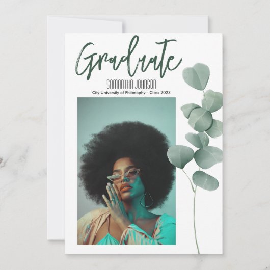 Eucalyptus Moderne Afstudeerfoto Aankondiging (Voorkant)