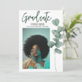 Eucalyptus Moderne Afstudeerfoto Aankondiging (Staand voorkant)