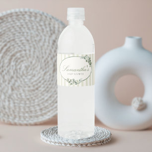 Eucalyptus Moderne Baby Shower Waterfles Etiket