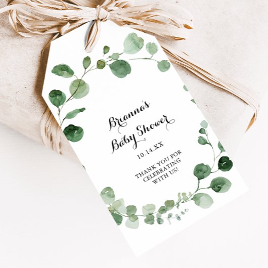 Eucalyptus Moderne Calligrafie Baby Shower Cadeaulabel