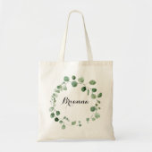 Eucalyptus Moderne Calligrafie Bridesmaid Tote Bag (Voorkant)