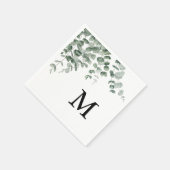 Eucalyptus Moderne Calligrafie Monogram Bruiloft Servet (Hoek)