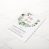 Eucalyptus Moderne Eenvoudig Baby shower Folie Roo Folie Uitnodiging (Gedraaid)