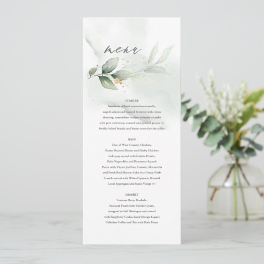 Eucalyptus moderne eucalyptusbruiloft menu (Staand voorkant)