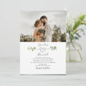 Eucalyptus Moderne foto bruiloft uitnodiging (Staand voorkant)