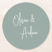 Eucalyptus | Moderne handgeschreven bruiloft voor Ronde Kartonnen Onderzetter (Voorkant)