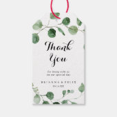 Eucalyptus Moderne kalligrafie bruiloft dank u Cadeaulabel (Voorkant)