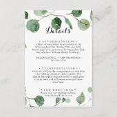 Eucalyptus Moderne Kalligrafie Bruiloft Details Informatiekaartje (Voorkant)