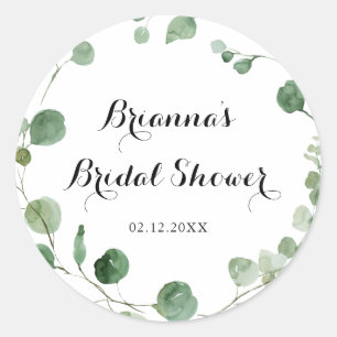 Eucalyptus moderne kalligrafie bruiloft favor  ronde sticker