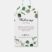 Eucalyptus Moderne kalligrafie Bruiloft Welkom Cadeaulabel (Voorkant)