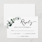 Eucalyptus Moderne kalligrafie Eenvoudige bruiloft RSVP Kaartje (Voorkant / Achterkant)