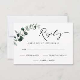 Eucalyptus Moderne kalligrafie Eenvoudige bruiloft RSVP Kaartje