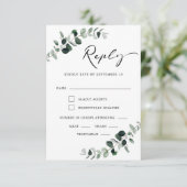 Eucalyptus Moderne kalligrafie Maaltijden Bruiloft RSVP Kaartje (Staand voorkant)