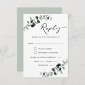 Eucalyptus Moderne kalligrafie Maaltijden Bruiloft RSVP Kaartje (Voorkant / Achterkant)