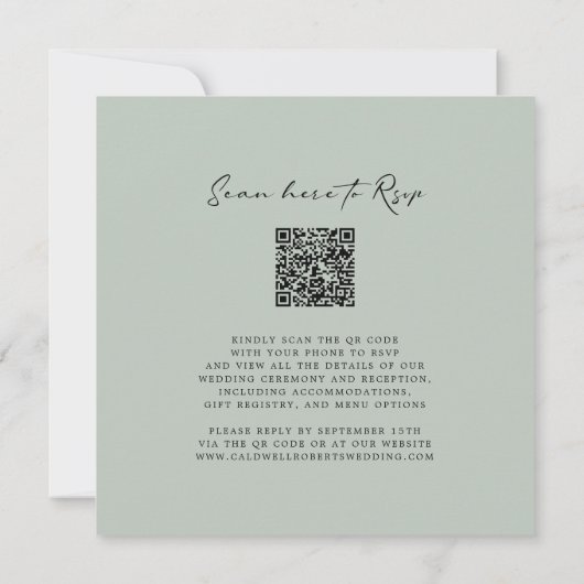 Eucalyptus Moderne Kalligrafie QR Code Sage Bruilo Kaart (Achterkant)