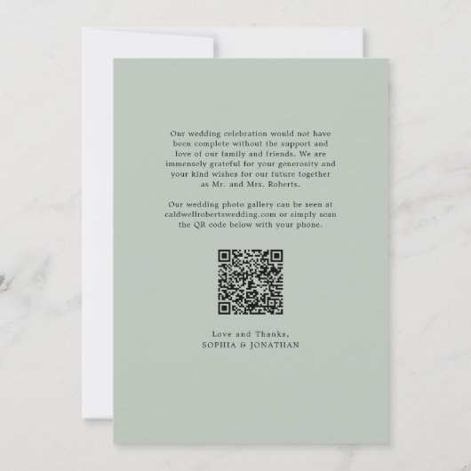 Eucalyptus Moderne kalligrafie QR code Wedding dan Bedankkaart (Achterkant)