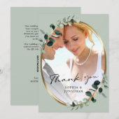 Eucalyptus Moderne kalligrafie QRCode Fotobruiloft Bedankkaart (Voorkant / Achterkant)