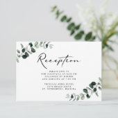Eucalyptus moderne kalligrafie receptie informatiekaartje (Staand voorkant)
