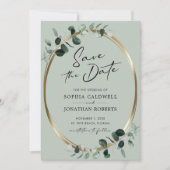 Eucalyptus Moderne kalligrafie Sage Wedding Save The Date (Voorkant)