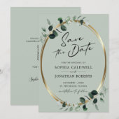 Eucalyptus Moderne kalligrafie Sage Wedding Save The Date (Voorkant / Achterkant)