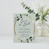 Eucalyptus Moderne kalligrafieslaat Opslaan Datum Aankondigingskaart (Staand voorkant)