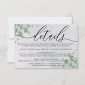 Eucalyptus Moderne Trouwaccommodatie Details RSVP Kaartje (Voorkant)